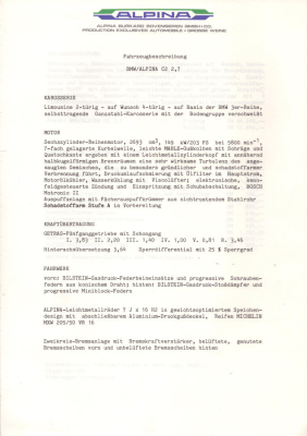 BMW Alpina C 2 2,7 Fahrzeugbeschreibung 9.1985