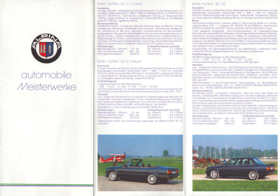 BMW Alpina Programm 9.1987