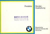 BMW Sonderausstattung Preisliste 11.1969