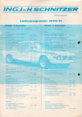 BMW / Schnitzer Tuning Programm 1970/71