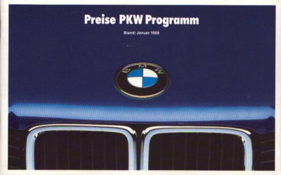 BMW Preisliste 1.1988