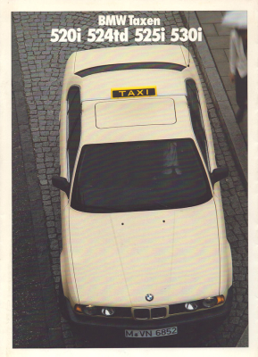 BMW Taxen 520i 524td 525i 530i Prospekt 1989