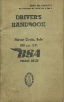 BSA Modell M 20 500c.c. SV Bedienungsanleitung 1950er Jahre