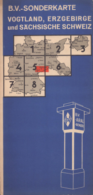 B.V. Karte Vogtland, Erzgebirge und Sächs. Schweiz 1930er Jahre