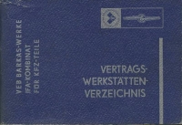 Barkas Vertrags-Werkstätten Verzeichnis 7.1970