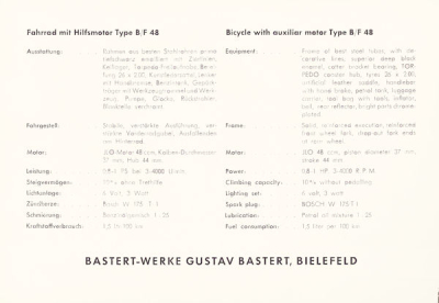 Preview: Bastert Moped B/FP 48 Prospekt ca. 1952