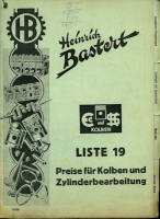Heinrich Bastert Katalog Preise für Kolben ca. 1938