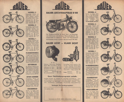 Bauer Fahrrad und Motorfahrrad Programm 1936