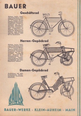 Preview: Bauer Geschäfts- und Gepäckrad, Anhänger Prospekt ca. 1950 Preview: Bauer Geschäfts- und Gepäckrad, Anhänger Prospekt ca. 1950