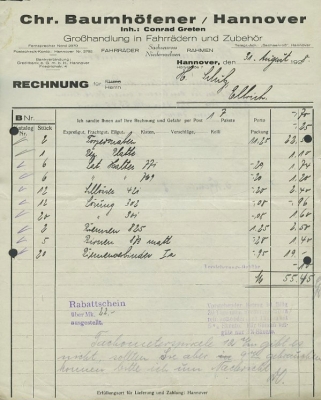 Preview: Chr. Baumhöfener, Hannover 3 Rechnungen 1930er Jahre