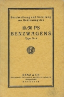 Benz 10/30 HP Type Gr 4 owner`s manual 1921-1926