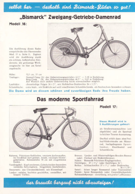 Bismarck Zweigang Getriebe Fahrrad Prospekt 1938