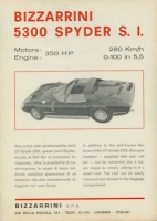 Bizzarrini 5300 Spyder S.I. Prospekt  ca. 1966