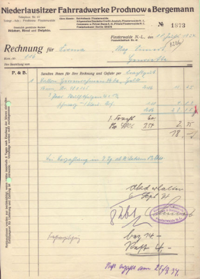 Prochnow & Bergemann Rechnung 1934