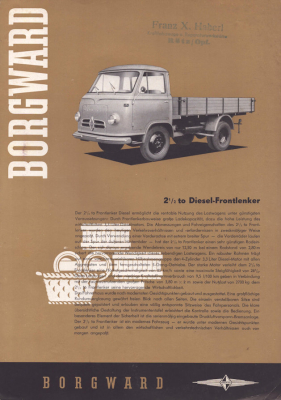 Borgward 2,5 to Diesel-Frontlenker Prospekt 9.1957