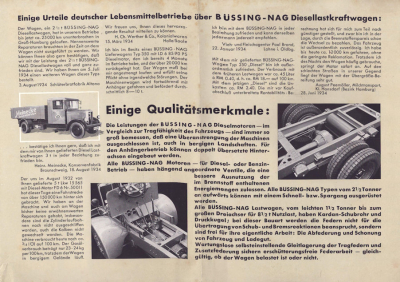 Büssing-NAG Dieselwagen Prospekt 1934