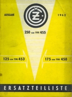 CZ 125 175 250 Ersatzteilliste 1962