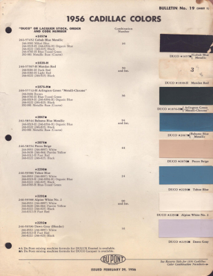 Cadillac DuPont Colors 1956