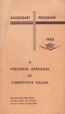 Cadillac Salescraft Program Personal Appraisal of competitive Values 1956