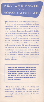 Cadillac feature facts 1959
