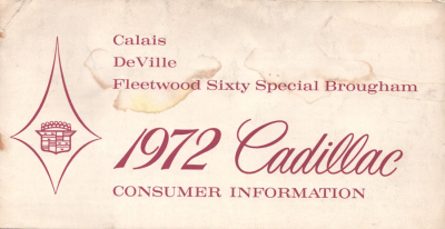Cadillac Consumer Information 1972