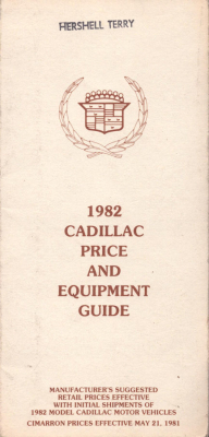 Cadillac Preisliste 1982