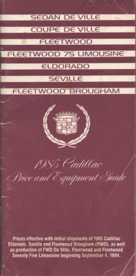 Cadillac Preisliste 9.1984
