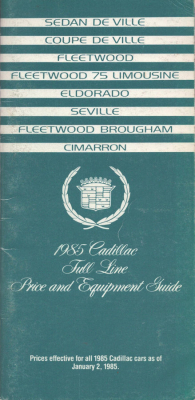 Cadillac Preisliste 1.1985