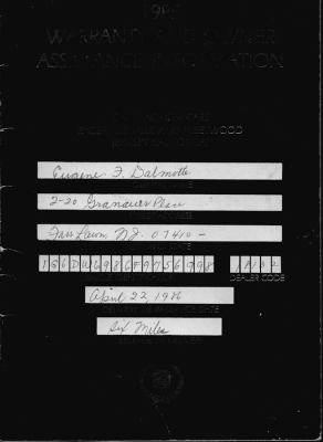 Cadillac Warranty and owner assistance Information 1985