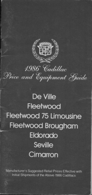 Cadillac Preisliste 1.1986