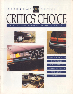 Cadillac Seville Critics Choice Prospekt 1992