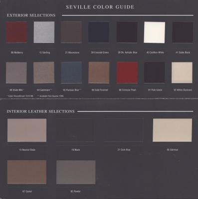 Preview: Cadillac Seville colors 1999