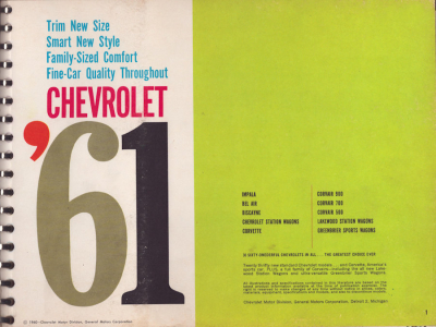 Preview: Chevrolet Händlerhandbuch / Dealer Salesman’s Handbook 1961