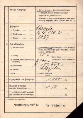 Preview: Chrysler 2790 ccm Original Fahrzeugbrief 1927 / 1936