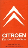 Citroen pricelist 8.1976