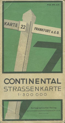 Continental Straßenkarte 22 Frankfurt a.d.O. 1930er Jahre