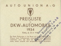 DKW Preisliste 1934