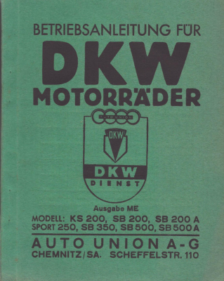 DKW KS 200-SB 500A Bedienungsanleitung 1.1937