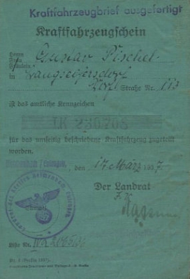 DKW KS 200 Original Fahrzeugbrief 1937
