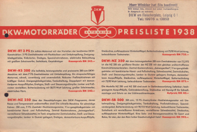 DKW Preisliste 11.1938