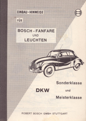 Bosch Einbauhinweise für DKW Sonder- / Meisterklasse 11.1954