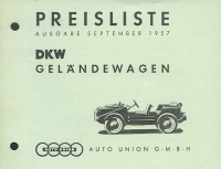 DKW Geländewagen Pricelist 9.1957