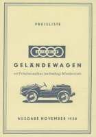 DKW Geländewagen Pricelist 11.1958