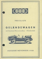 DKW Geländewagen Pricelist 11.1958