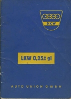 DKW Lkw 0,25t gl (Munga) owner`s manual 7.1959