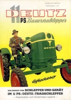 Deutz 11 PS Bauernschlepper Prospekt 1955