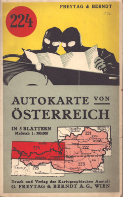Freytag & Berndt`s Autokarte 224 Östereich 1930er Jahre