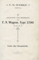 Preview: FN Typ 2700 16-24 PS Bedienungsanleitung ca. 1914