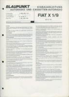 Fiat X1/9 Autoradio Blaupunkt Installation instruction 8.1973