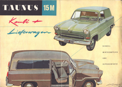 Ford Taunus 15 M Kombi und Lieferwagen Prospekt ca. 1955